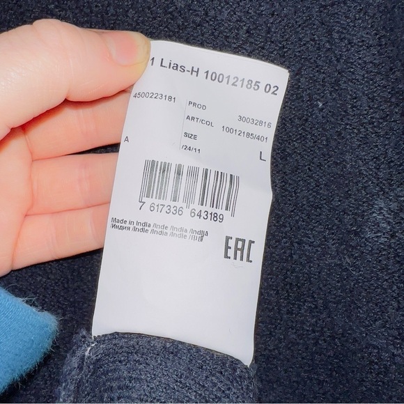 Men's Strellson Navy Blue Long Sleeve Pullover Hooded Sweater size large - Picture 6 of 7